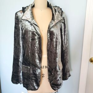 Dana Buchman 1930's Style  Silk Velvet Jacket, 10, Gray-green